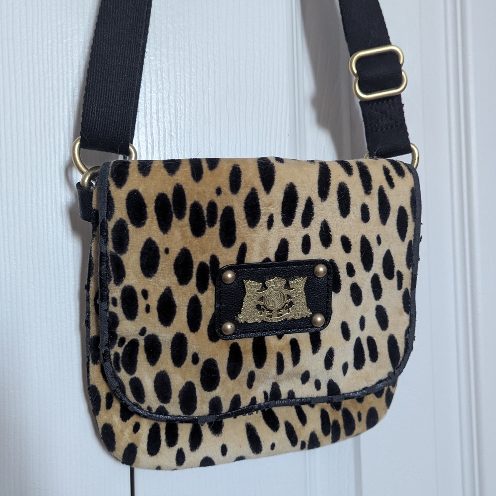 Juicy Couture Y2K Leopard Print Velour Shoulder Bag Crossbody Bag